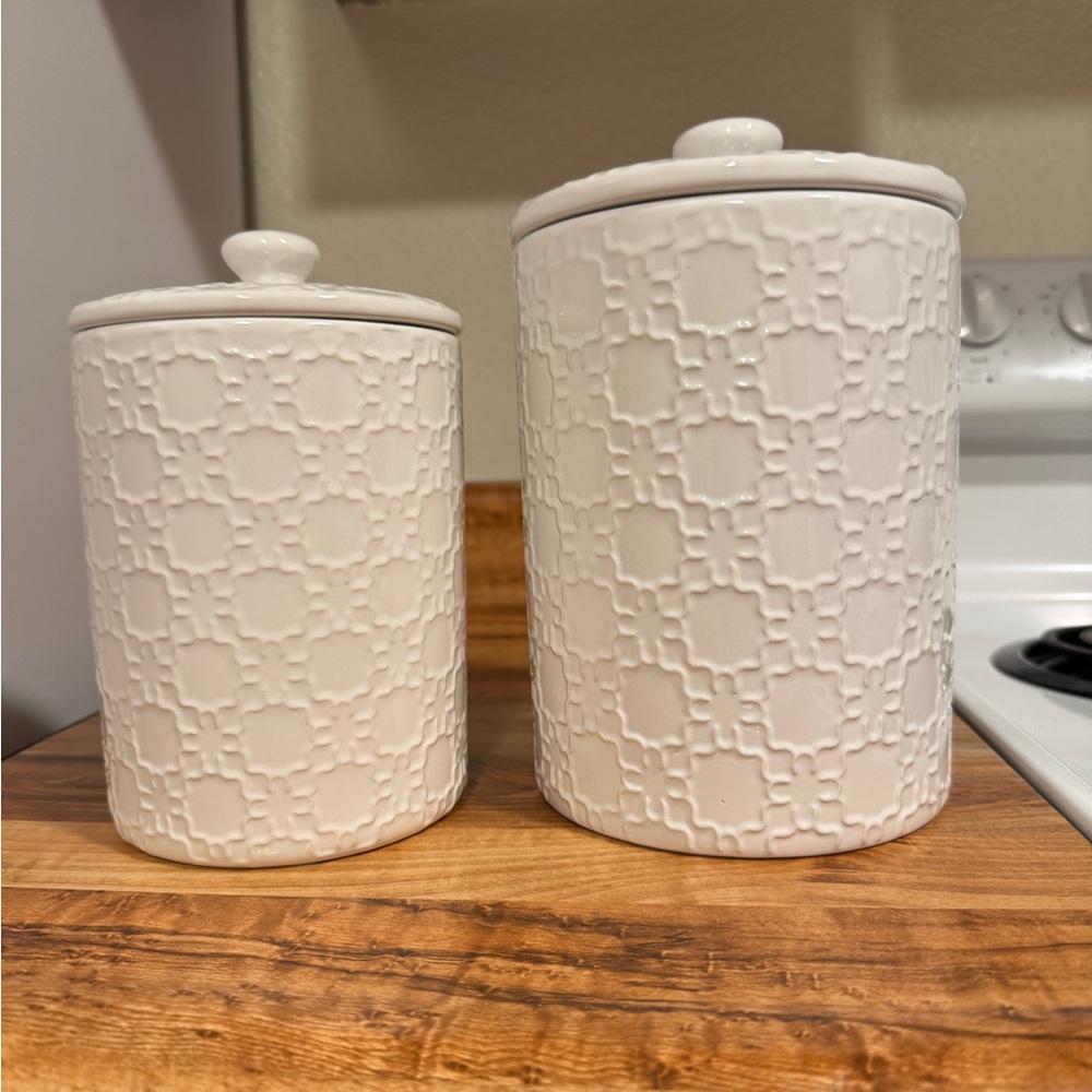 White Textured Ceramic Canister Set